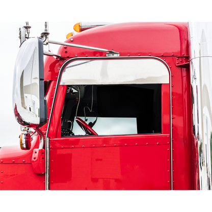 Pair of Peterbilt 379, 386, 389 2005 and Newer Stainless Steel 7" Chop Top Window Trim