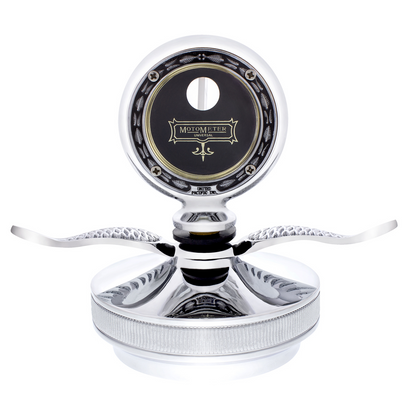 Chrome Aluminum Boyce MotoMeter with Base and Chrome Wings Hood Ornament