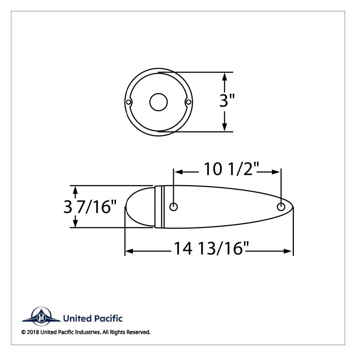 Chrome Die-Cast Cab Light with 1156 White Incandescent Bulb with Glass Watermelon Lens