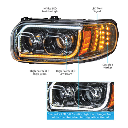 Peterbilt 388, 389, 567 LED Headlight with 16 LED Turn and 57 LED Light Bar
