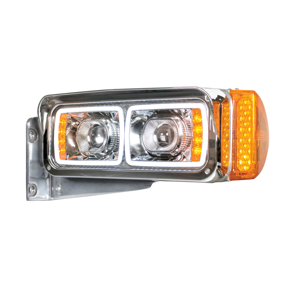 Peterbilt, Kenworth, Freightliner and Western Star LED Projection Headlight with 8 LED Turn and LED Position Light Bar