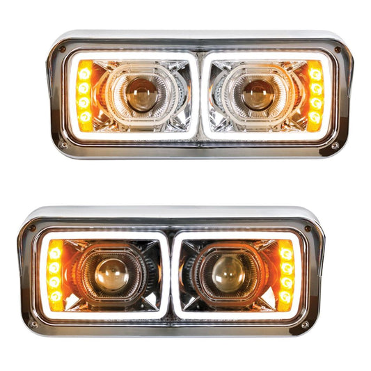 Peterbilt, Kenworth, Freightliner and Western Star LED Projection Headlight with 8 LED Turn and LED Position Light Bar