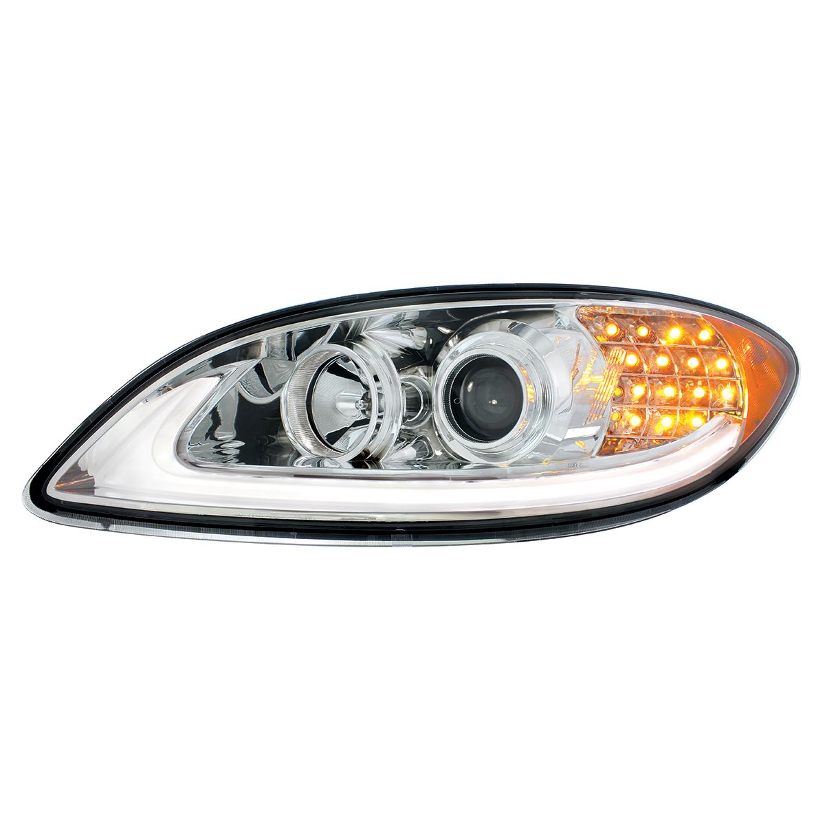 International Prostar Halogen Headlight with 15 LED Turn and LED Position Light Bar