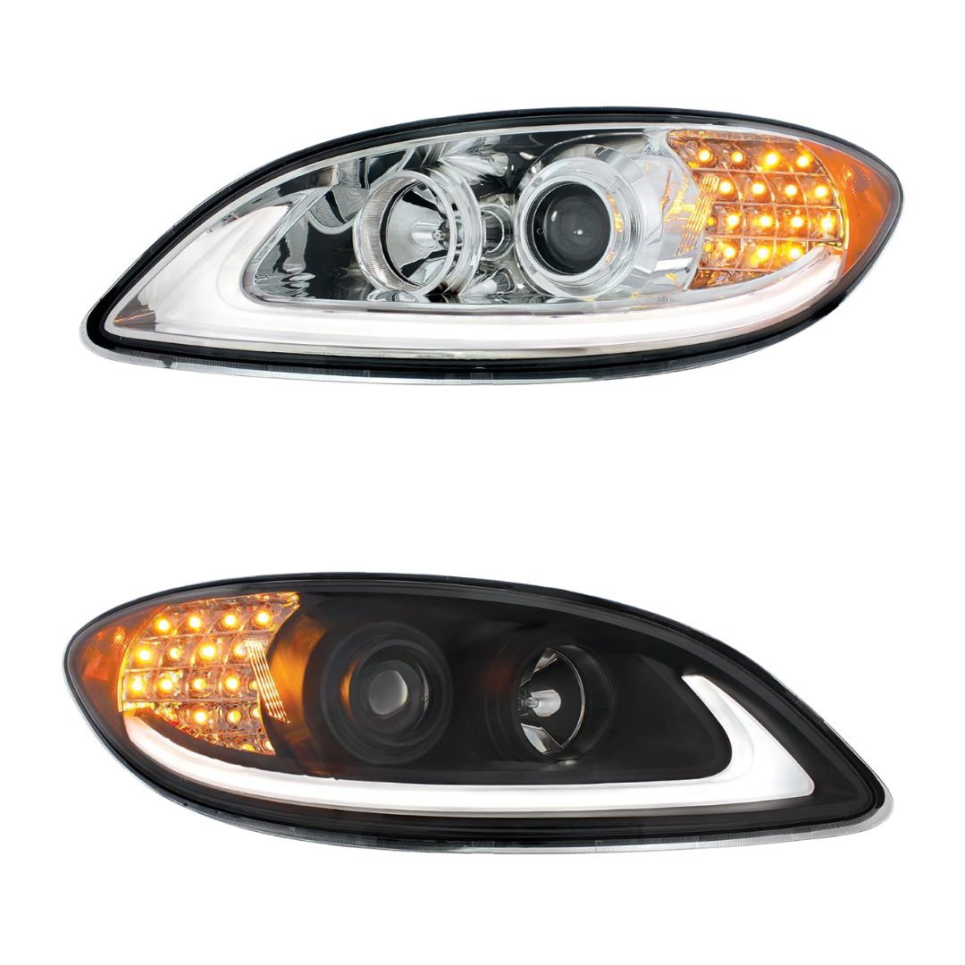 International Prostar Halogen Headlight with 15 LED Turn and LED Position Light Bar
