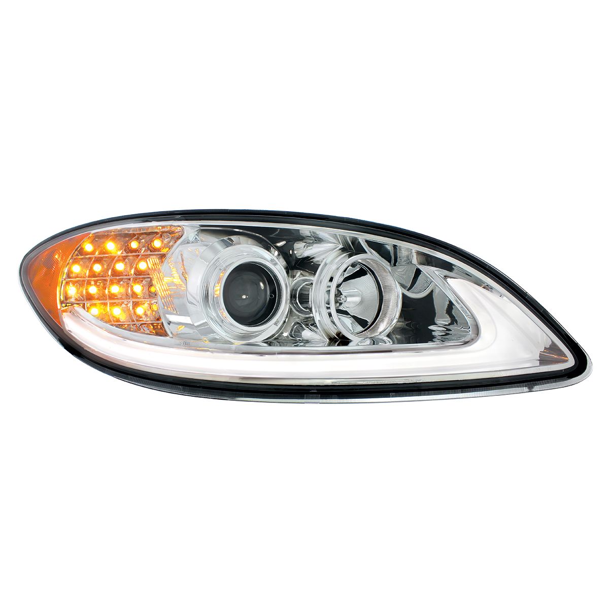International Prostar Halogen Headlight with 15 LED Turn and LED Position Light Bar