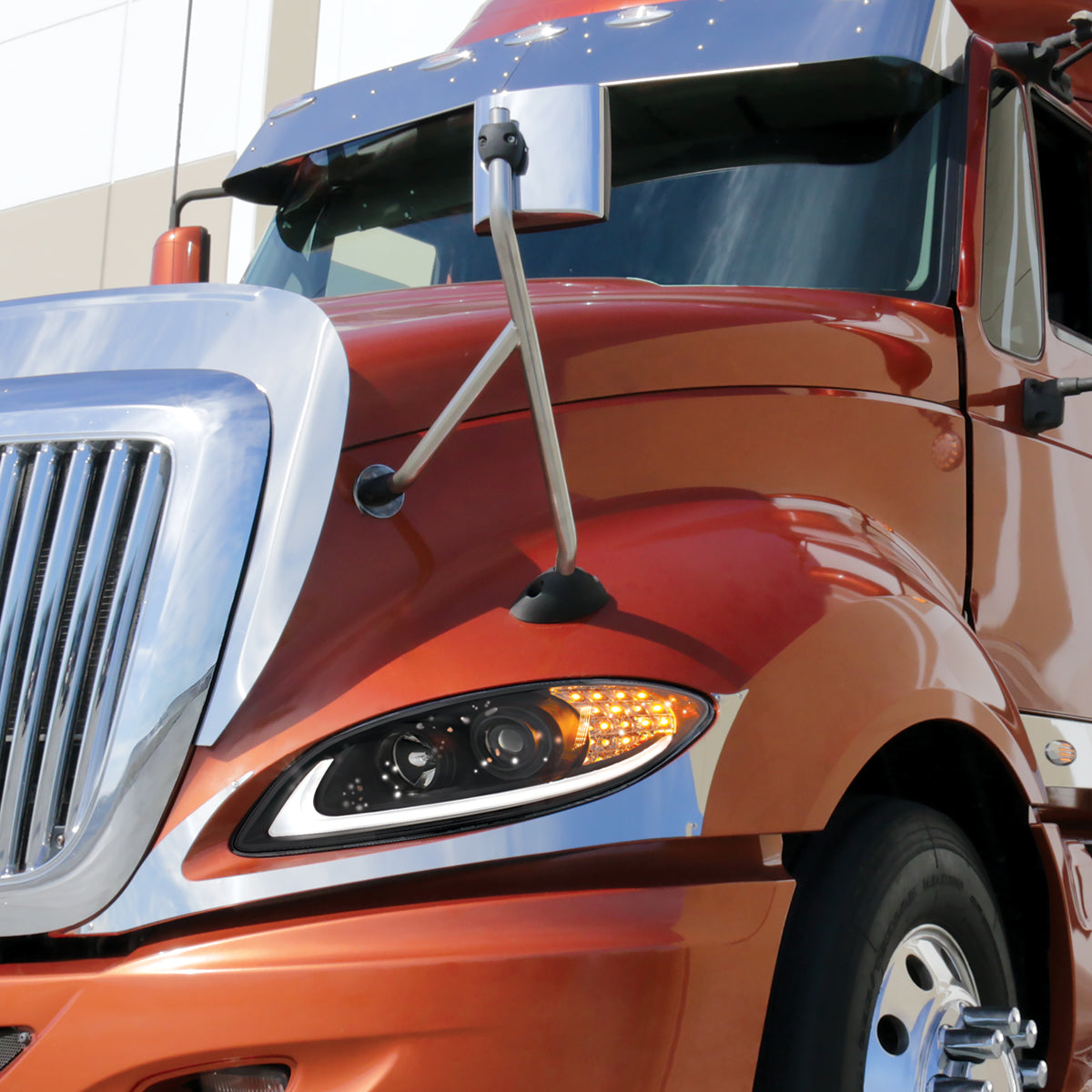 International Prostar Halogen Headlight with 15 LED Turn and LED Position Light Bar