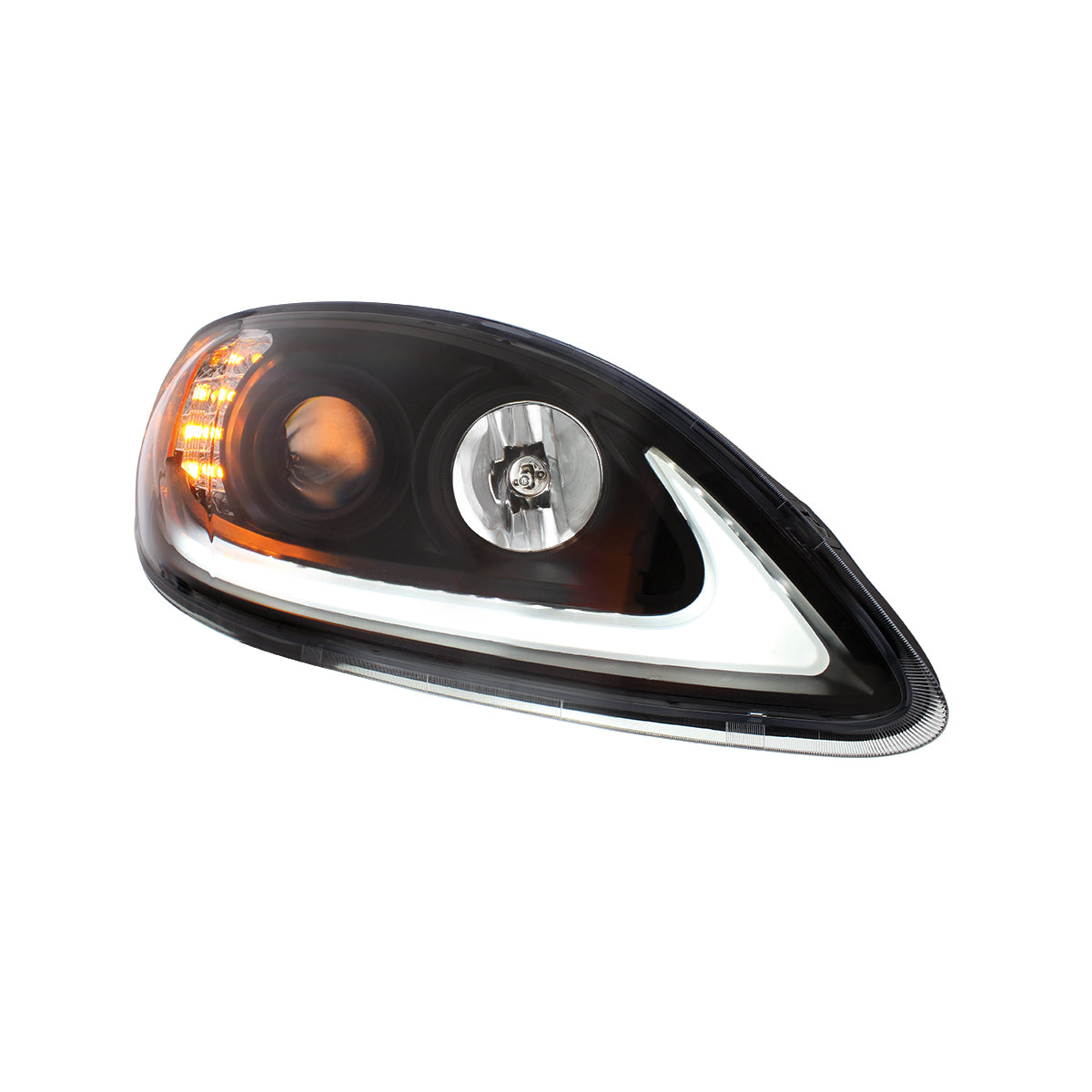 International Prostar Halogen Headlight with 15 LED Turn and LED Position Light Bar