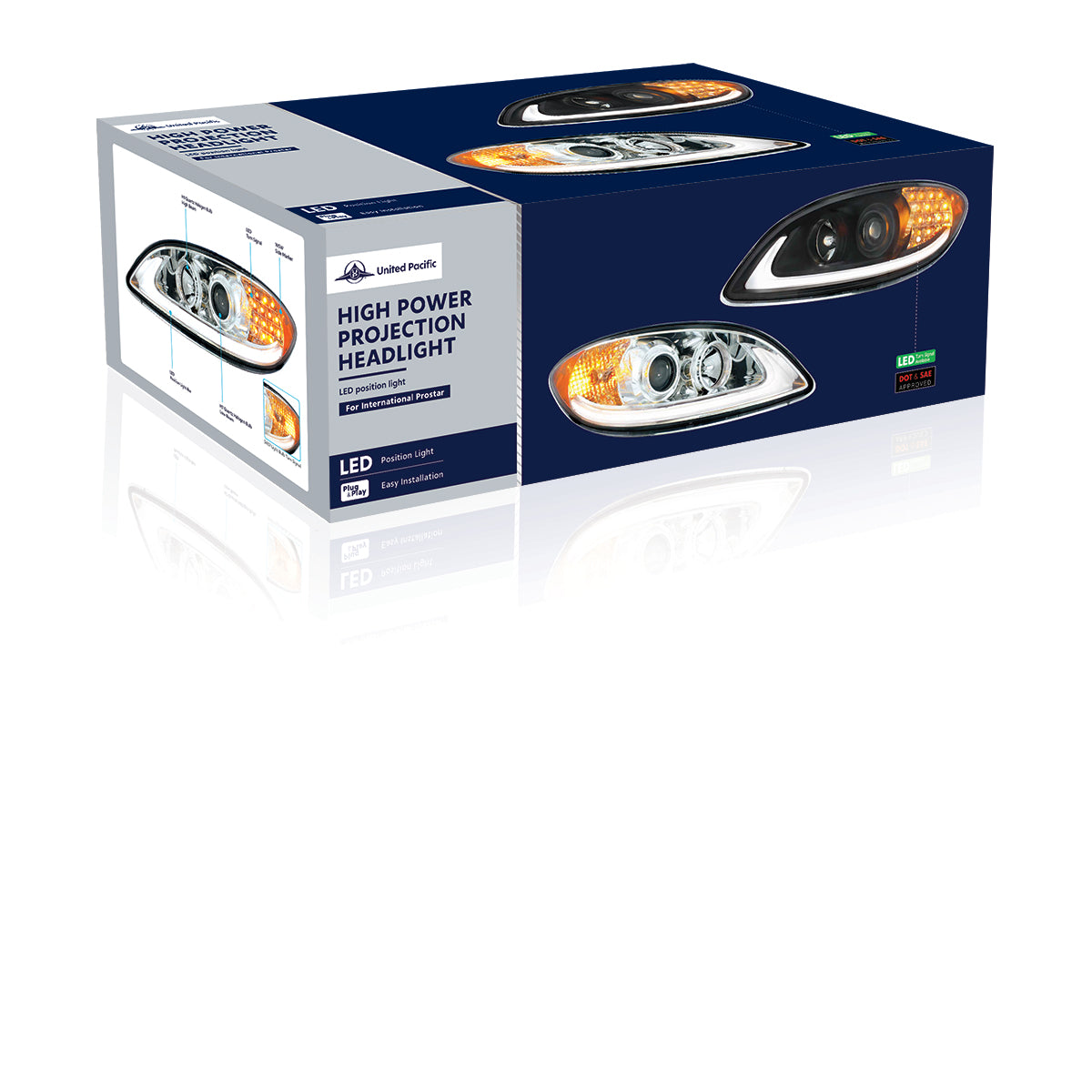 International Prostar Halogen Projection Headlight with Turn and LED Position Light Bar