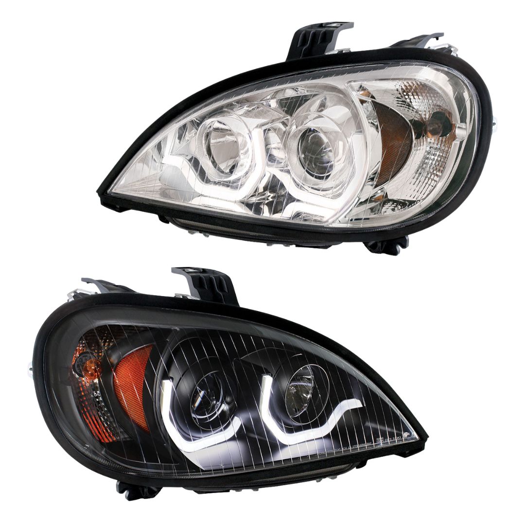 Freightliner Columbia 2001-2020 Projection Headlight with Turn Signal and Single Function LED Position Light Bars