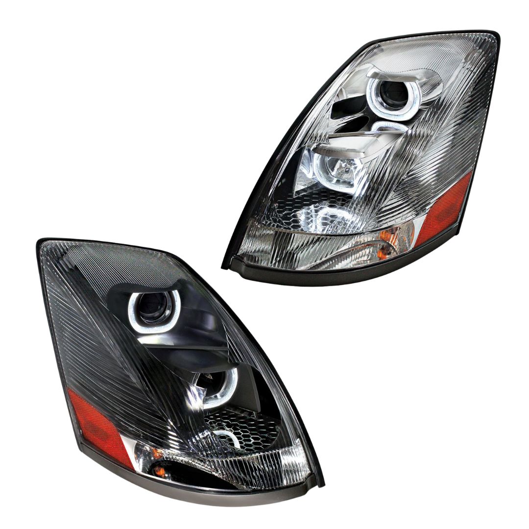 Volvo VN/VNL 2003-2017 Projection Headlight with LED White Halo Daytime Running Light