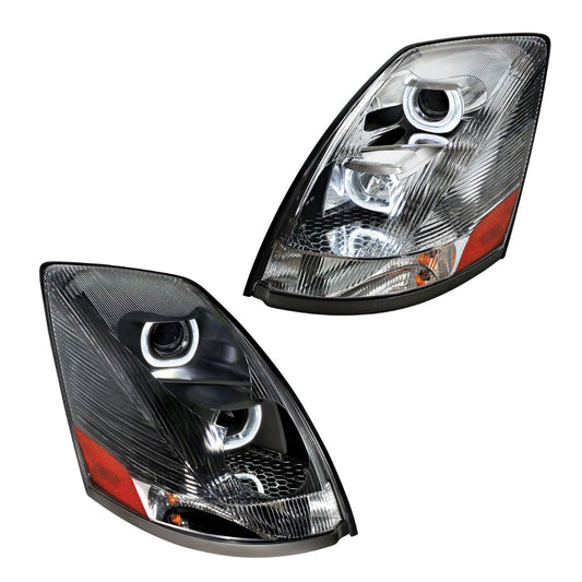 Volvo VN/VNL 2003-2017 Projection Headlight with LED White Halo Daytime Running Light