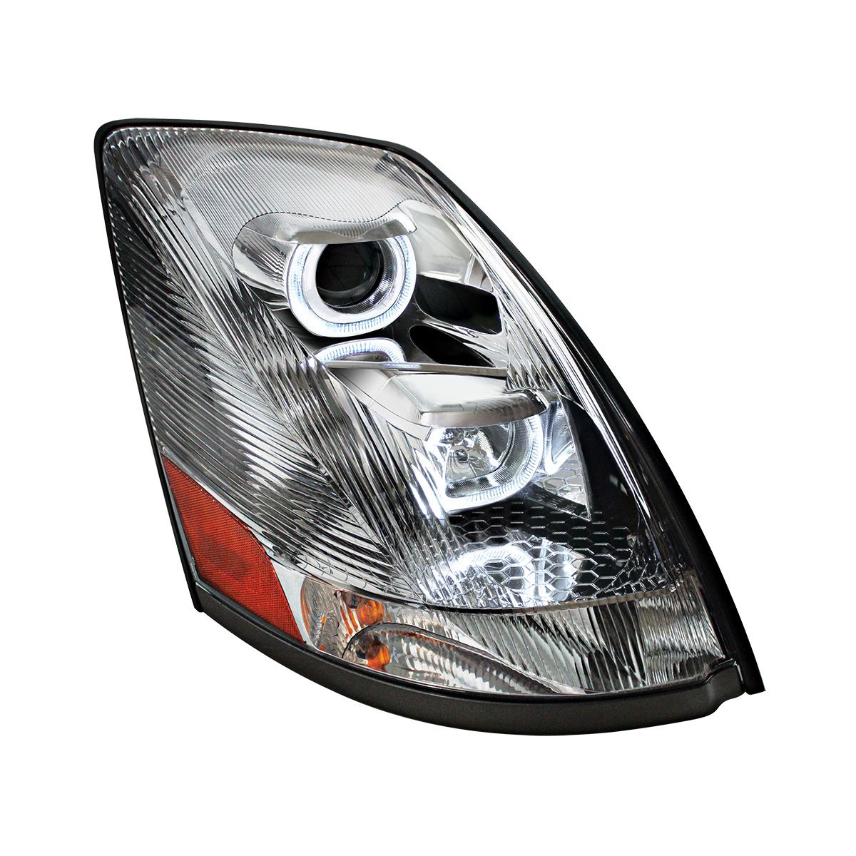 Volvo VN/VNL 2003-2017 Projection Headlight with LED White Halo Daytime Running Light