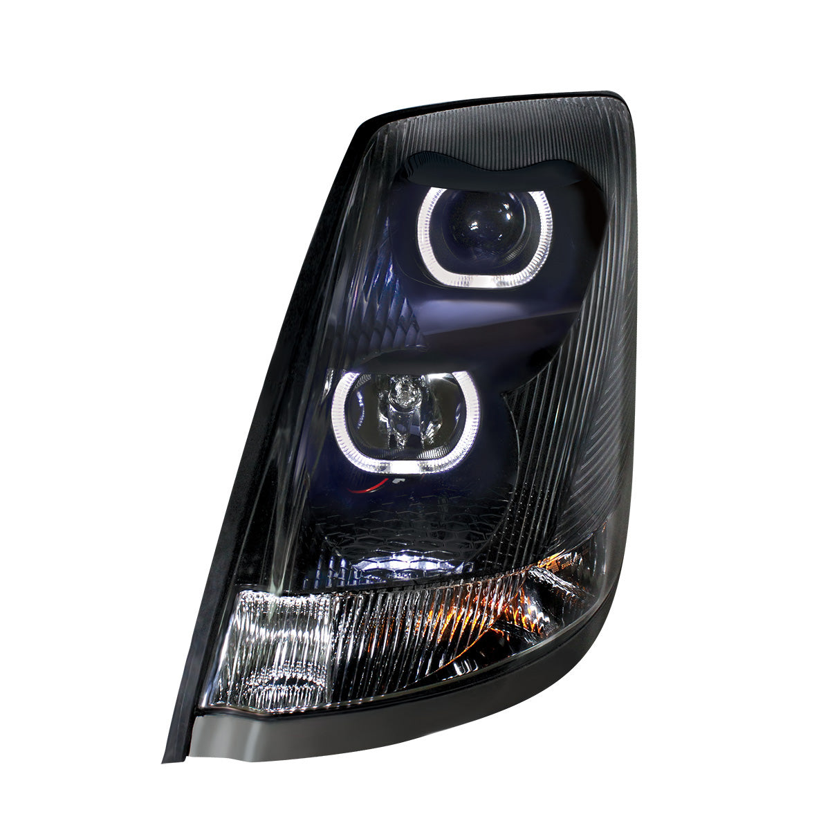 Volvo VN/VNL 2003-2017 Projection Headlight with LED White Halo Daytime Running Light