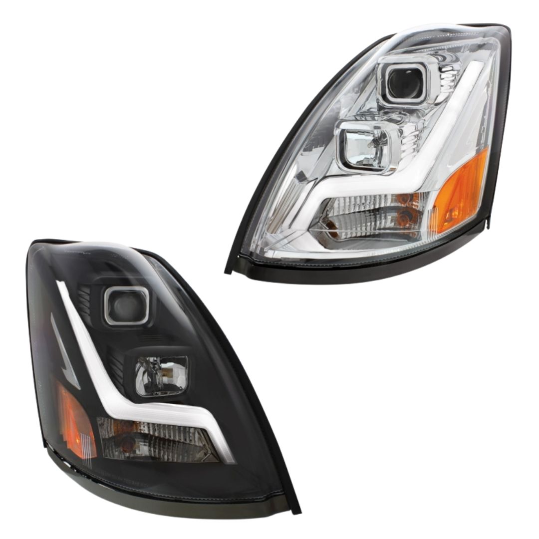 Volvo VN/VNL 2003-2017 Projection Headlight with LED Position Light Bar