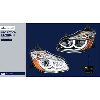 Kenworth T680 Halogen Projection Headlight with Halogen Turn and LED Position Light