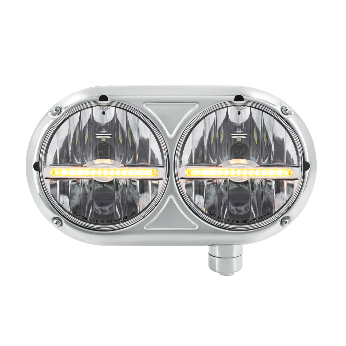 Peterbilt 359 Style LED Headlight with LED Position Light and Stainless Steel Housing