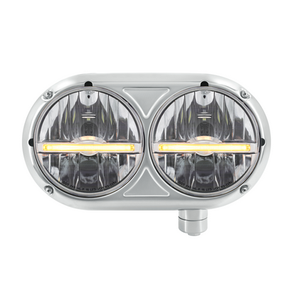 Peterbilt 359 Style LED Headlight with LED Position Light and Stainless Steel Housing