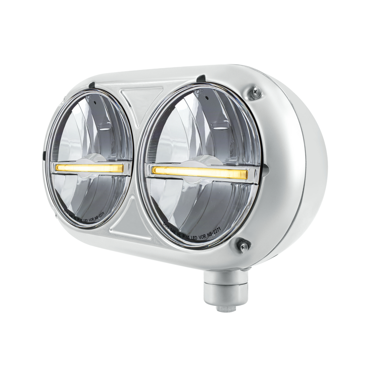 Peterbilt 359 Style LED Headlight with LED Position Light and Stainless Steel Housing