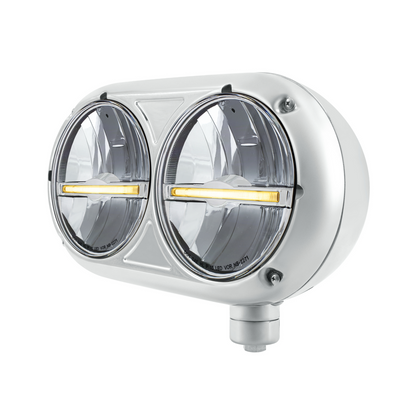 Peterbilt 359 Style LED Headlight with LED Position Light and Stainless Steel Housing