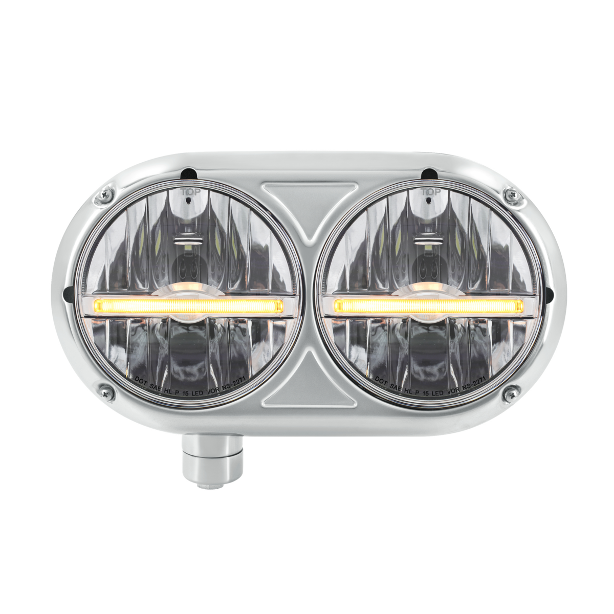 Peterbilt 359 Style LED Headlight with LED Position Light and Stainless Steel Housing