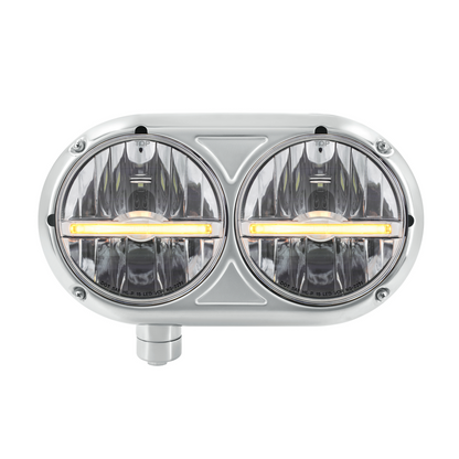 Peterbilt 359 Style LED Headlight with LED Position Light and Stainless Steel Housing