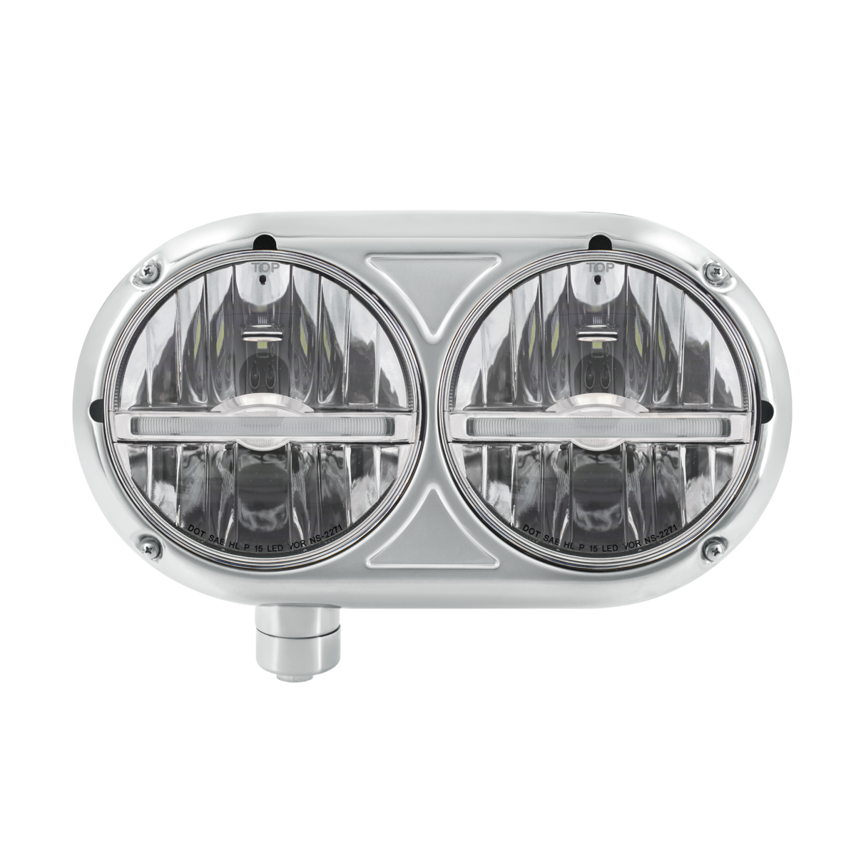 Peterbilt 359 Style LED Headlight with LED Position Light and Stainless Steel Housing