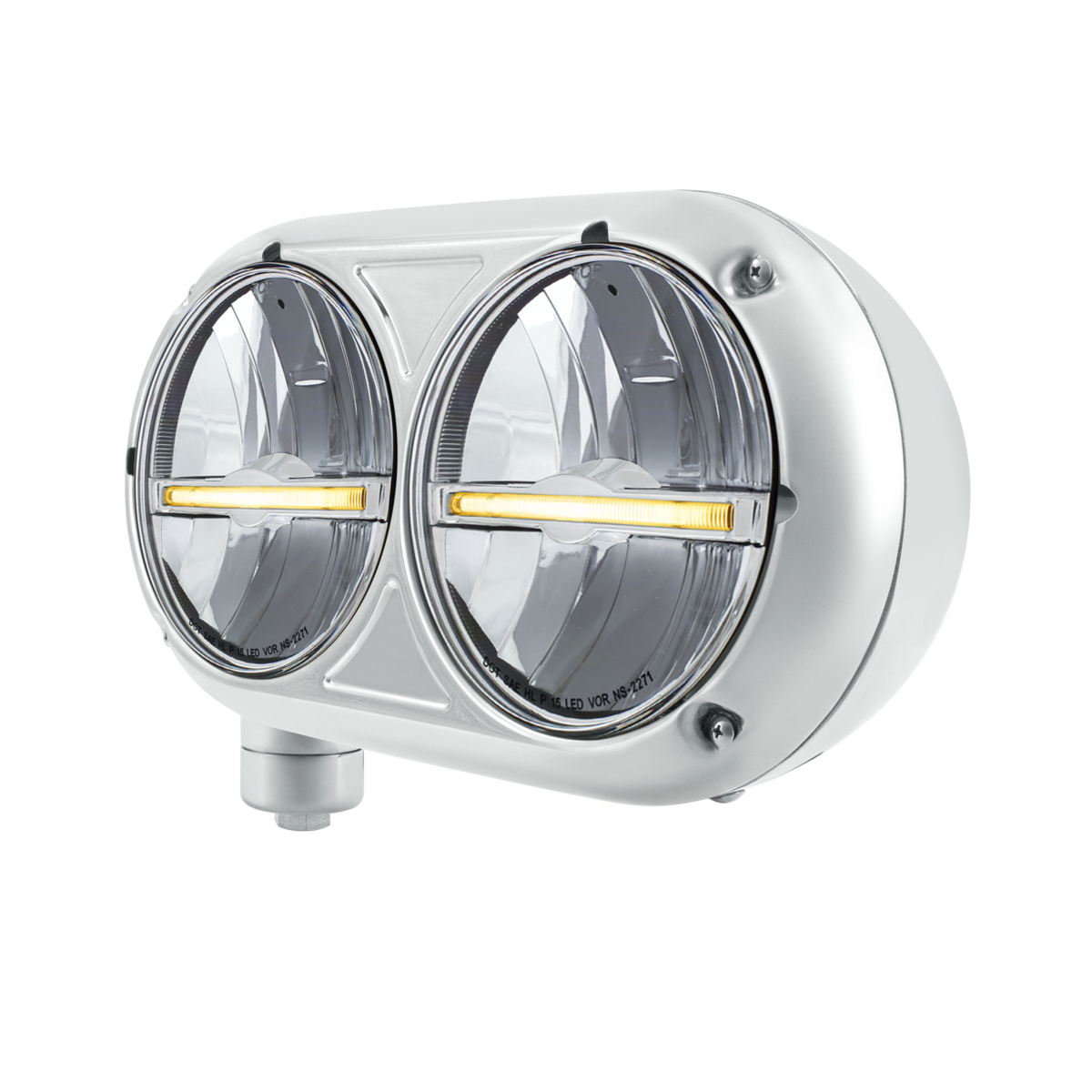 Peterbilt 359 Style LED Headlight with LED Position Light and Stainless Steel Housing