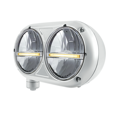 Peterbilt 359 Style LED Headlight with LED Position Light and Stainless Steel Housing