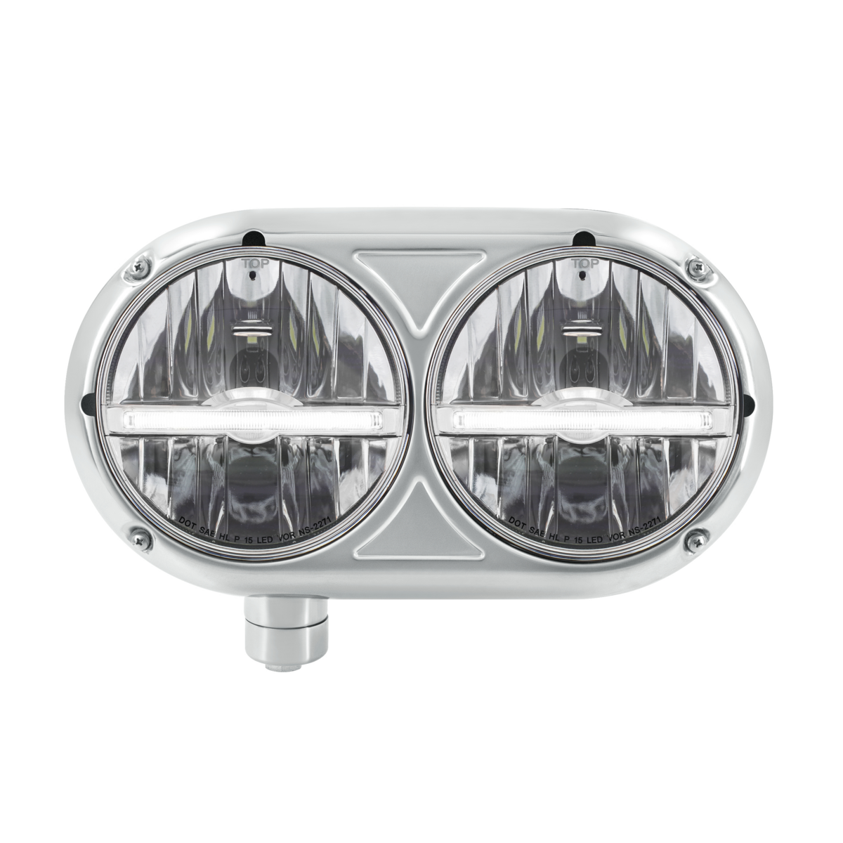 Peterbilt 359 Style LED Headlight with LED Position Light and Stainless Steel Housing