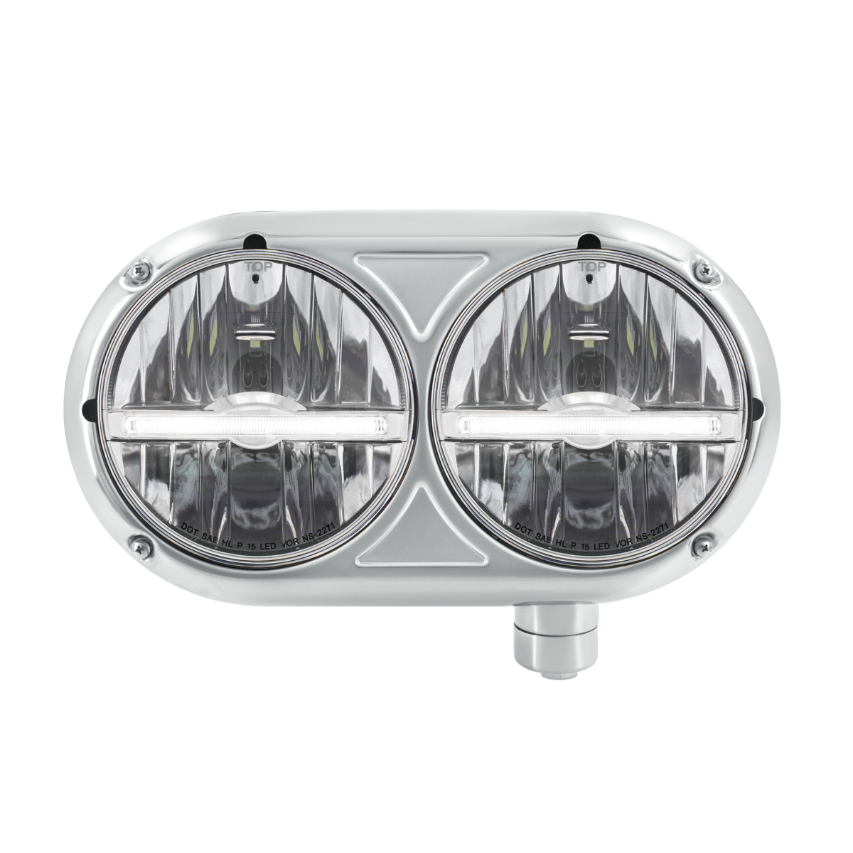 Peterbilt 359 Style LED Headlight with LED Position Light and Stainless Steel Housing