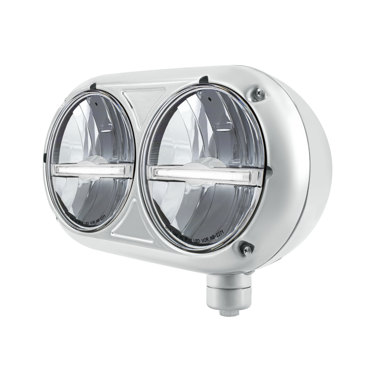 Peterbilt 359 Style LED Headlight with LED Position Light and Stainless Steel Housing