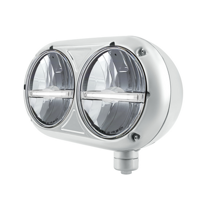 Peterbilt 359 Style LED Headlight with LED Position Light and Stainless Steel Housing