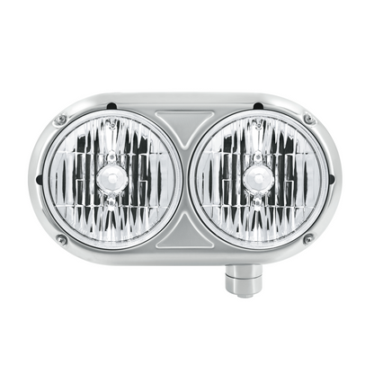 Peterbilt 359 Style Crystal Halogen Headlight with Stainless Steel Housing