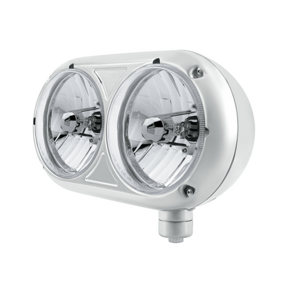 Peterbilt 359 Style Crystal Halogen Headlight with Stainless Steel Housing