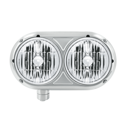 Peterbilt 359 Style Crystal Halogen Headlight with Stainless Steel Housing