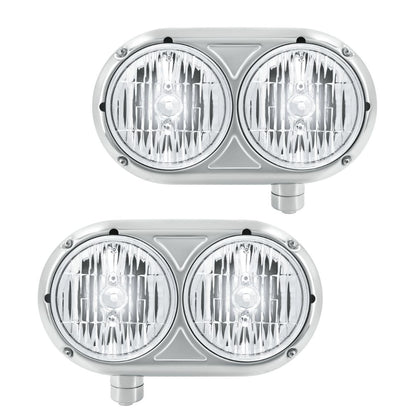 Peterbilt 359 Style Crystal Halogen Headlight with Stainless Steel Housing