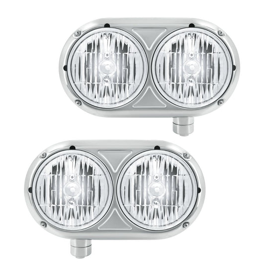 Peterbilt 359 Style Crystal Halogen Headlight with Stainless Steel Housing