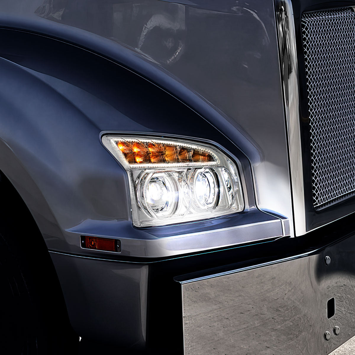 Kenworth T880 11 LED Headlight with 10 LED Turn and 202 LED Halo Daytime Running Light