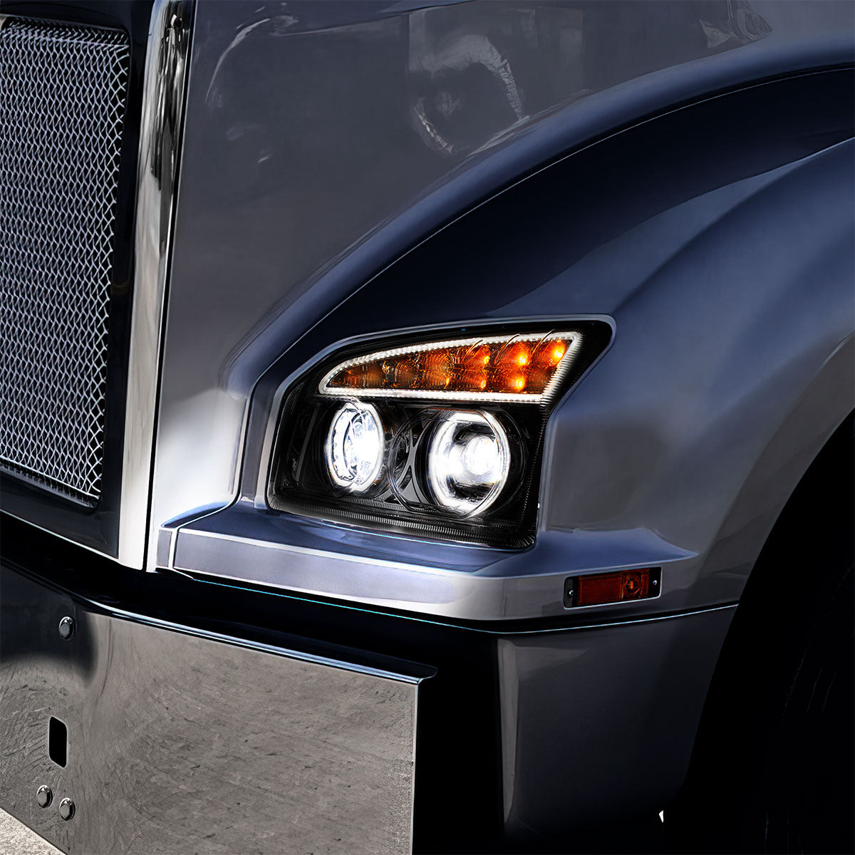 Kenworth T880 11 LED Headlight with 10 LED Turn and 202 LED Halo Daytime Running Light