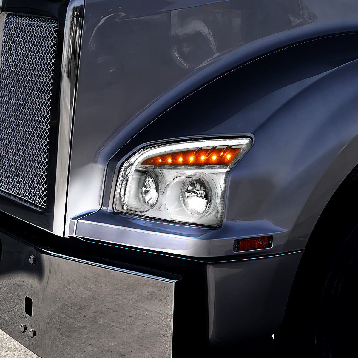 Kenworth T880 LED Headlight with 8 LED Turn and 32 LED Light Bar