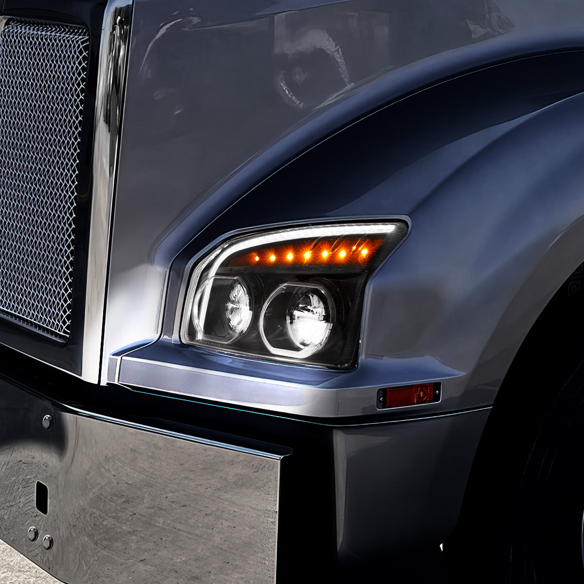 Kenworth T880 LED Headlight with 8 LED Turn and 32 LED Light Bar