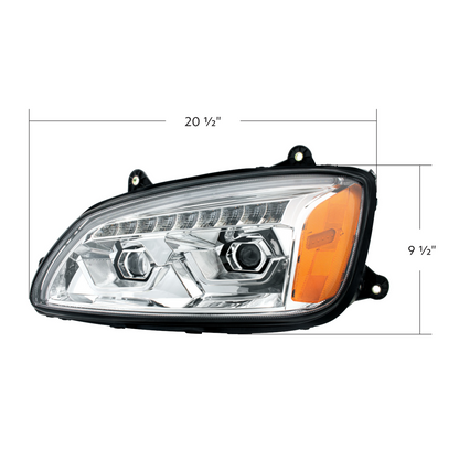 Kenworth T440, T470, T660 LED Projection Headlight with 9 LED Sequential Turn and 48 LED Position Light