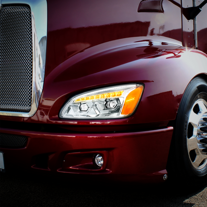 Kenworth T440, T470, T660 LED Projection Headlight with 9 LED Sequential Turn and 48 LED Position Light