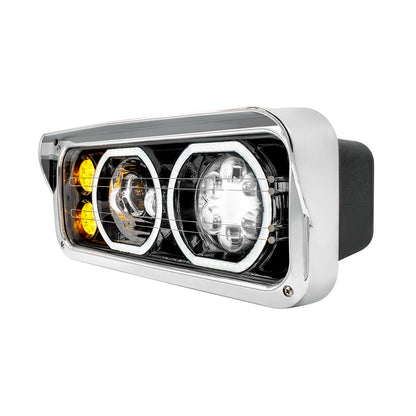 Peterbilt, Kenworth, Freightliner and Western Star Heated LED Headlight with 8 LED Turn and 100 LED Halo Daytime Running Lights