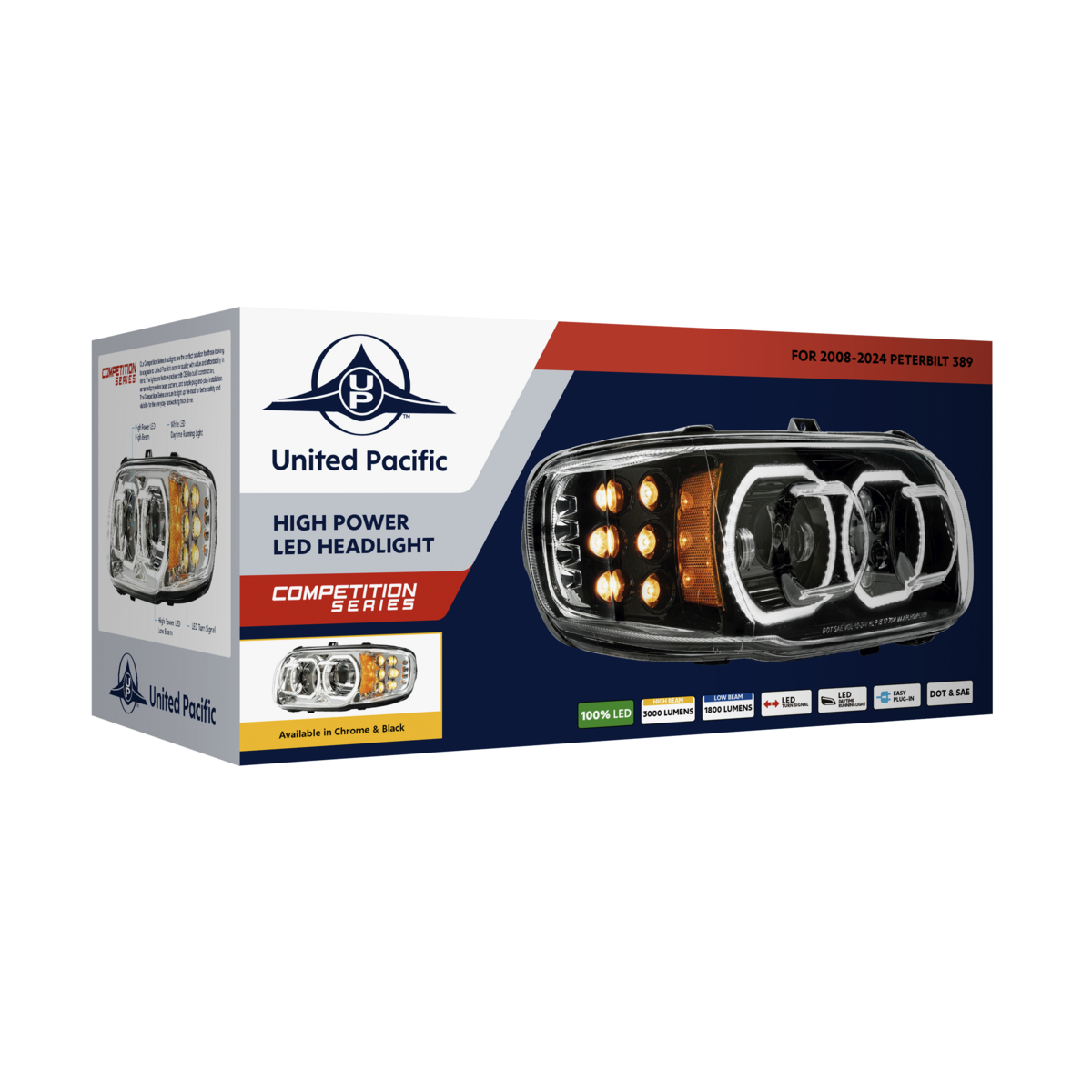 Peterbilt 388, 389, 567 and 589 LED Headlight with 10 LED Turn and 100 LED Halo Light