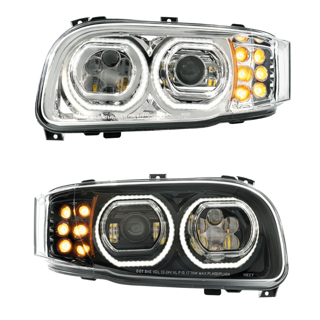 Peterbilt 388, 389, 567 and 589 LED Headlight with 10 LED Turn and 100 LED Halo Light