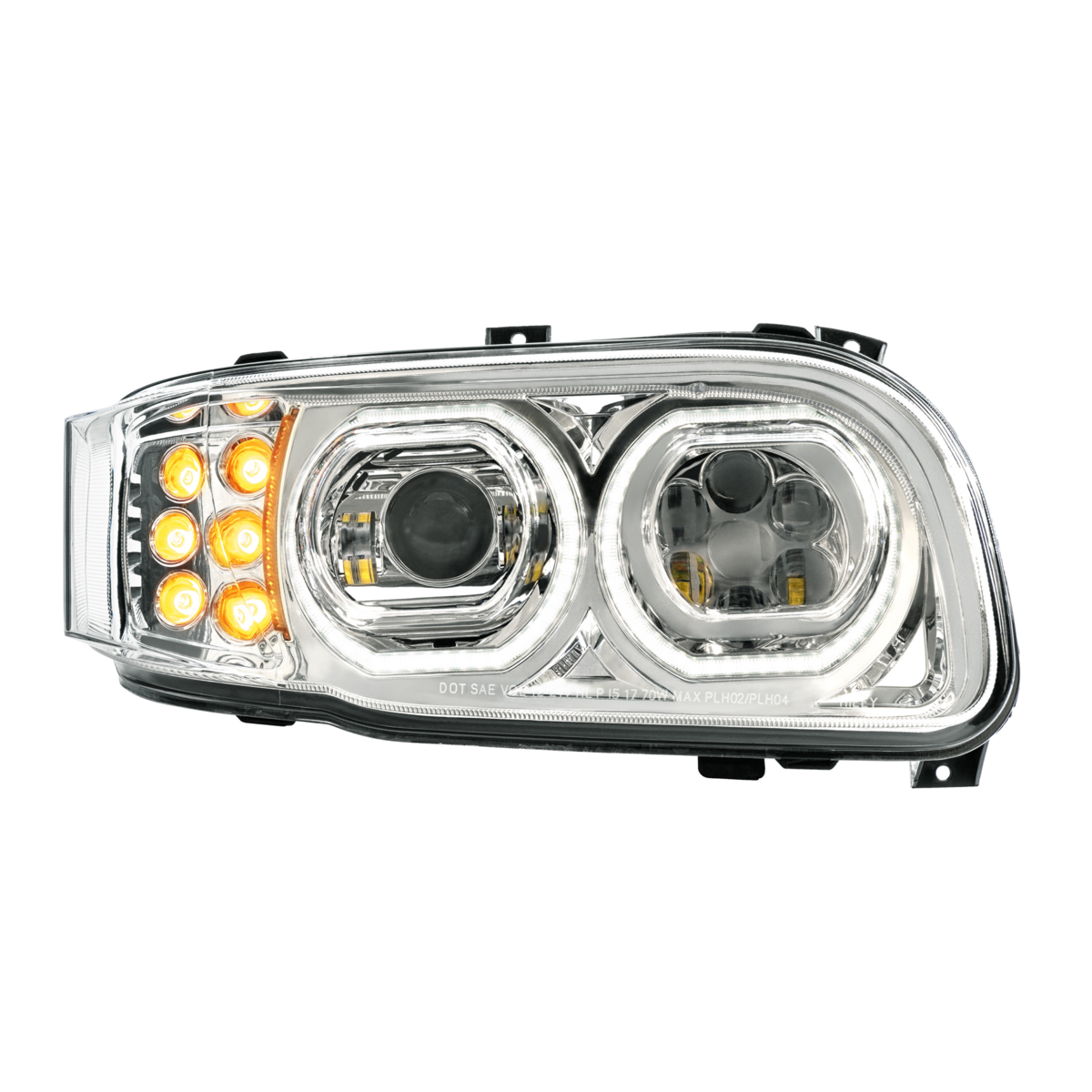 Peterbilt 388, 389, 567 and 589 LED Headlight with 10 LED Turn and 100 LED Halo Light