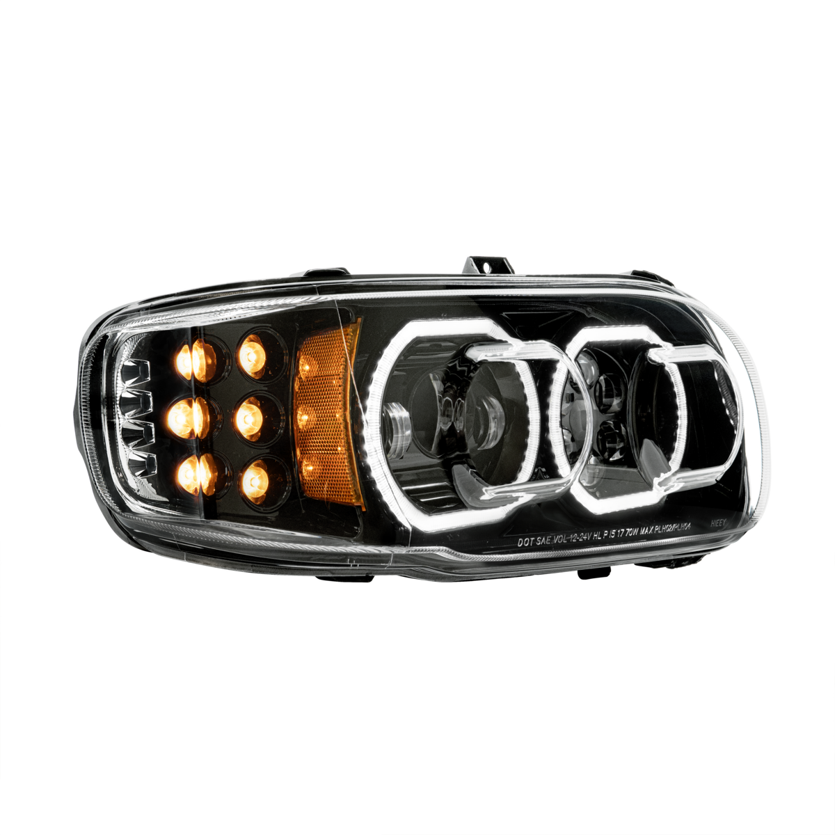 Peterbilt 388, 389, 567 and 589 LED Headlight with 10 LED Turn and 100 LED Halo Light