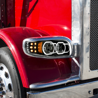 Peterbilt 388, 389, 567 and 589 LED Headlight with 10 LED Turn and 100 LED Halo Light