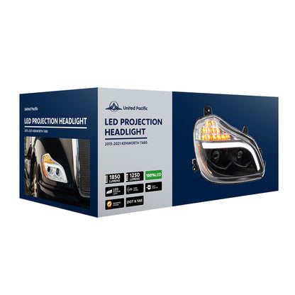 Kenworth T680 8 LED Projection Headlight with 12 LED Turn and Full LED Light Bar